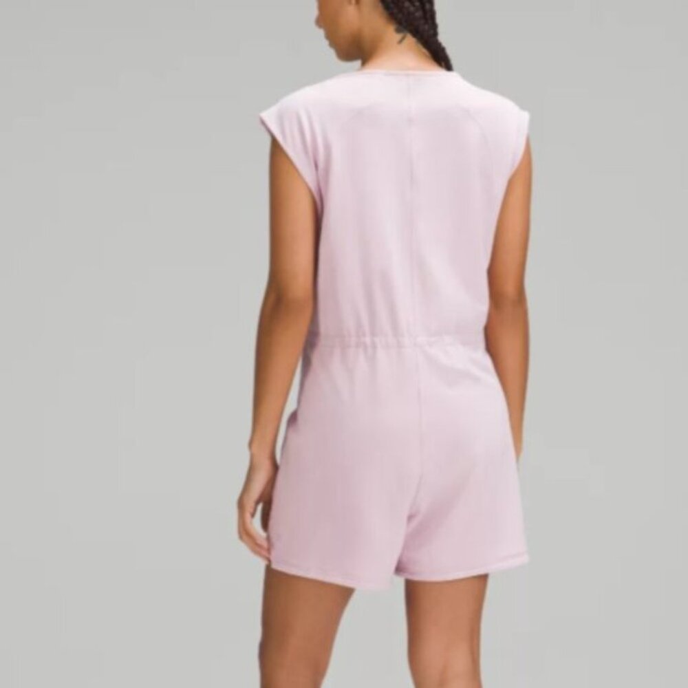 NWT -Lululemon French Terry V-Neck Romper in Pink One Piece Jumper - Picture 2 of 7